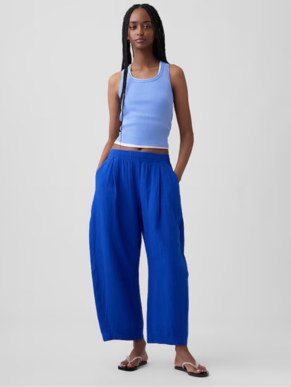 GAP Gauze Barrel Pants in Cobalt Blue